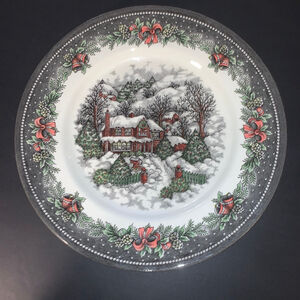 Royal Stafford Christmas Scene Plate White/Gray 11 Inch
